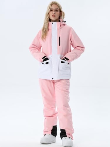 Women's Ski Jackets and Bib Pants Set Windproof Waterproof Insulated Snowsuit