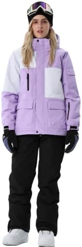 Women's Ski Jackets and Bib Pants Set Windproof Waterproof Insulated Snowsuit