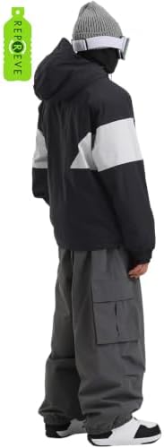 GSOU SNOW Mens Baggy Snowboard Jacket Waterproof Retro Ski Hoodie Insulated