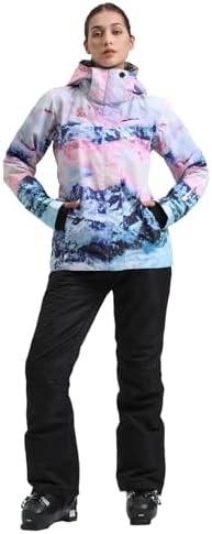 Womens Ski Jacket Pants Set Waterproof Snowboard Snow Pants Hooded