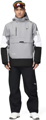 Men's Ski Jacket Snowboard Snow Coat Waterproof Insulated Winter Warm Loose Fit Pullover Hoodie