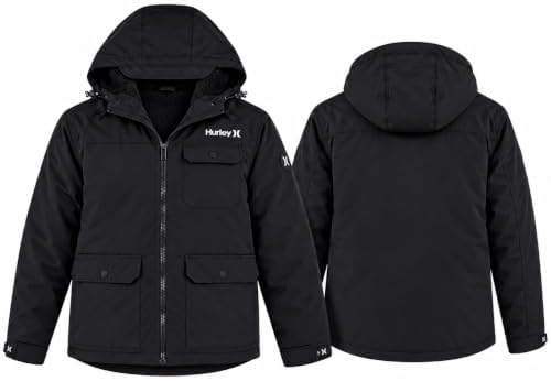 Hurley Mens Winter Parka Jacket, Sherpa Lined Hooded Winter Coat
