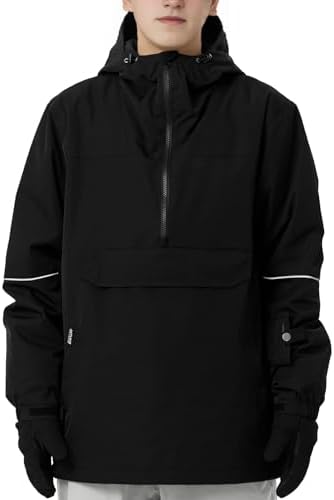Mens Pullover Snowboard Jacket Waterproof Hooded Insulated Ski Jacket Warm Winter Snow Coat