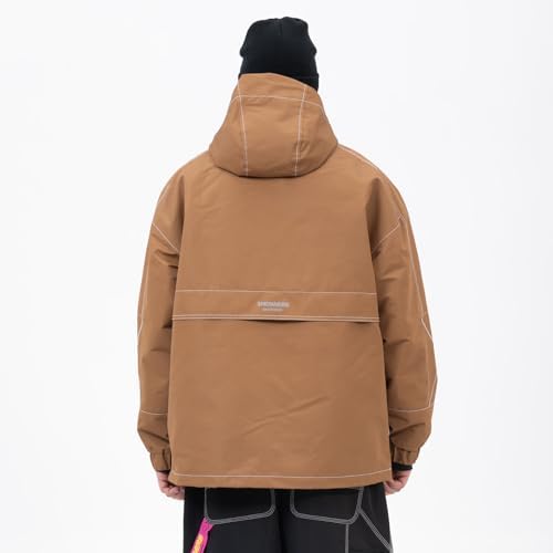 SNOWVERB Baggy Snowboard Hooded Jacket Ski Snow Cargo Coat for Mens Womens