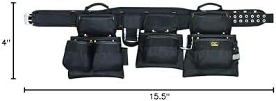 CLC Custom Leathercraft 5605 Professional Carpenters Combo Tool Belt, Black, 18 Pocket