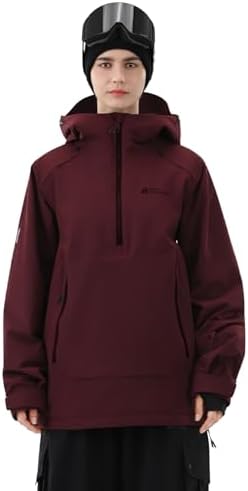 Womens Snowboard Jacket 3L Baggy Anorak Ski Pullover Hoodie