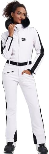 Women's Ski Suit One Piece Snowsuits Snowboard Ski Outfit Faux Fur Collar Slim Jumpsuit Jacket Insulated Windproof