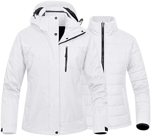 Women's 3 In 1 Waterproof Ski Jacket Windproof Snowboarding Jacket Warm Winter Snow Coat Raincoat
