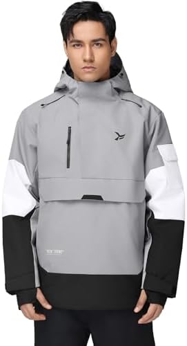 Men's Ski Jacket Snowboard Snow Coat Waterproof Insulated Winter Warm Loose Fit Pullover Hoodie