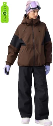 GSOU SNOW Mens Baggy Snowboard Jacket Waterproof Retro Ski Hoodie Insulated