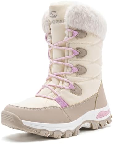 HOBIBEAR Kids Winter Snow Boots Waterproof Outdoor Warm Faux Fur Lined Shoes