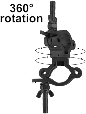 Lighting Truss Swivel Coupler Clamps for Lights, Quick Release Dual Head Truss O Clamp, 35mm-45mm(1.38in-1.77in) Dual Swivel Tube Clamp, Wrap Around Pipe Clamp Mounting Bracket(Black-4Pack)