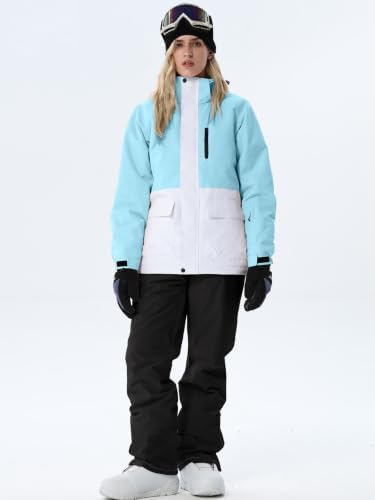 Women's Ski Jackets and Bib Pants Set Windproof Waterproof Insulated Snowsuit