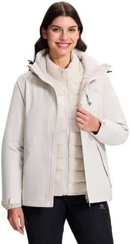 Pioneer Camp Women's 3 in 1Waterproof Ski Snow jacket Windbreaker Insulated Puffer Liner Jackets Winter Raincoat Outdoor