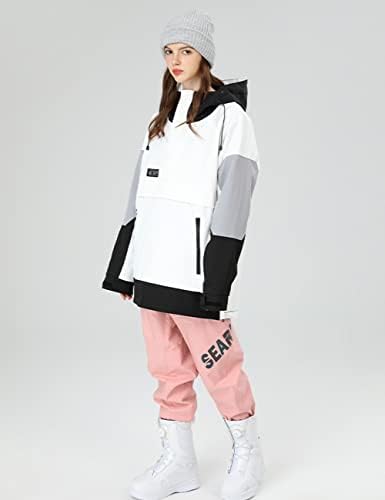 SEARIPE Womens Ski Jacket Mens Snow Jacket Waterproof Winter Snow Coat Couples Pullover Snowboard Hooded