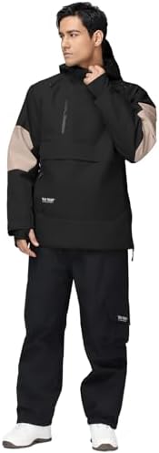 Men's Ski Jacket Snowboard Snow Coat Waterproof Insulated Winter Warm Loose Fit Pullover Hoodie