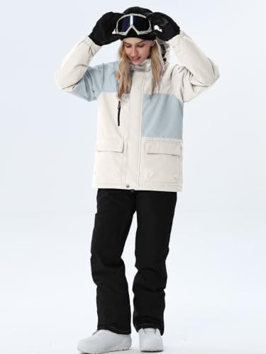 Women's Ski Jackets and Bib Pants Set Windproof Waterproof Insulated Snowsuit