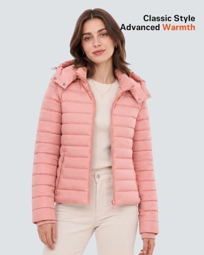 Wulcea Graphene Heated Jacket for Women Lightweight Hooded Puffer Waterproof 12V 18400mAh Large Capacity Battery Fast Charge