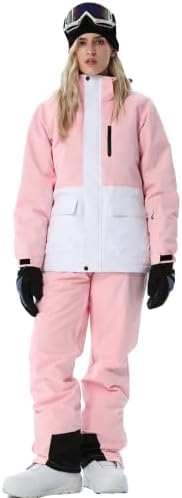 Women's Ski Jackets and Bib Pants Set Windproof Waterproof Insulated Snowsuit