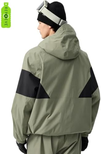 GSOU SNOW Mens Baggy Snowboard Jacket Waterproof Retro Ski Hoodie Insulated