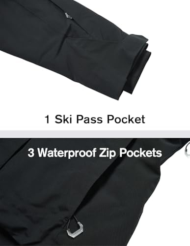Women's Pro Ski Jacket, Waterproof 15K Snowboard Jacket, Insulated Winter Coat with Helmet Hood & Armpit Vents