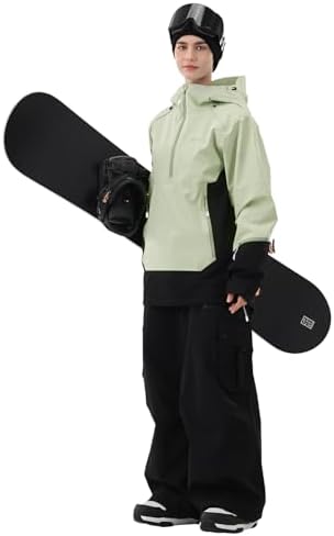 Womens Snowboard Jacket 3L Baggy Anorak Ski Pullover Hoodie