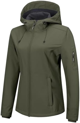 Outdoor Ventures Women's Softshell Jacket Fleece Lined Waterproof Rain Coat