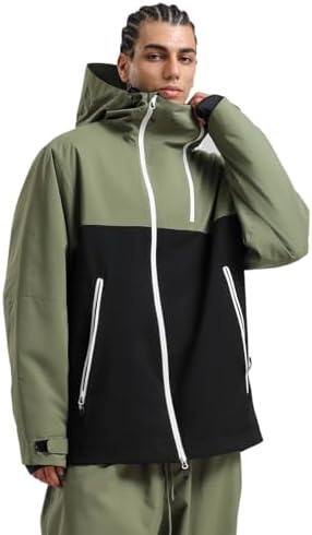 GSOU SNOW Mens Womens Baggy Snowboard Jacket Asym-Zip Ski Jacket