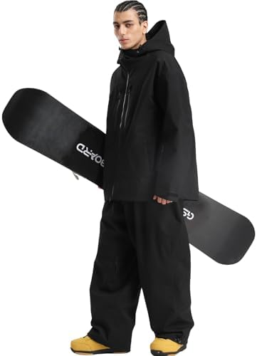 GSOU SNOW Snowboard Jacket Men Baggy Ski Jacket Waterproof Snow Coat Insulated Hooded Clothes for Winter Outdoor