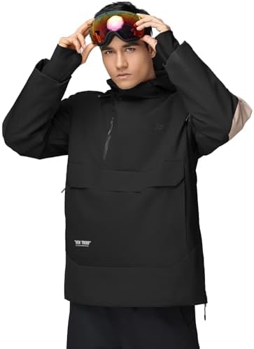 Men's Ski Jacket Snowboard Snow Coat Waterproof Insulated Winter Warm Loose Fit Pullover Hoodie