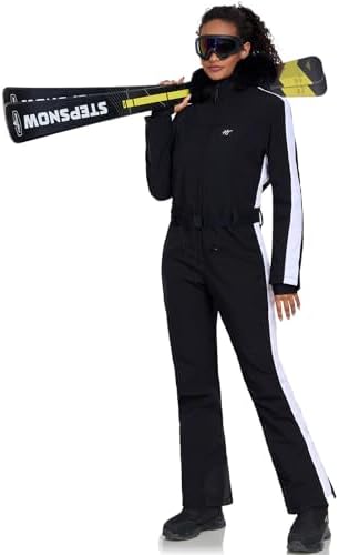Women's Ski Suit One Piece Snowsuits Snowboard Ski Outfit Faux Fur Collar Slim Jumpsuit Jacket Insulated Windproof