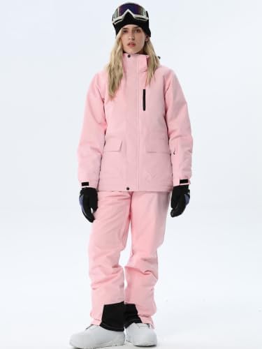 Women's Ski Jackets and Bib Pants Set Windproof Waterproof Insulated Snowsuit
