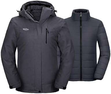 wantdo Women's 3 In 1 Ski Jacket Cotton Padded Liner Winter Coat