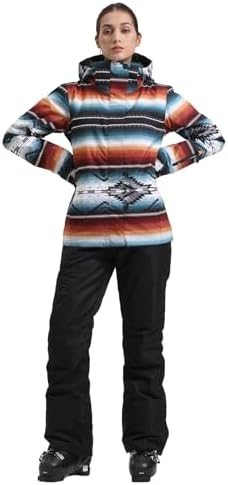 Womens Ski Jacket Pants Set Waterproof Snowboard Snow Pants Hooded