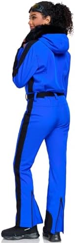 Women's Ski Suit One Piece Snowsuits Snowboard Ski Outfit Faux Fur Collar Slim Jumpsuit Jacket Insulated Windproof