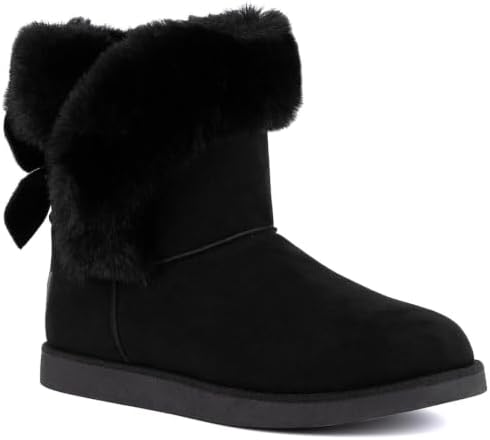 Juicy Couture Women's Slip On Winter Snow Boots Warm & Insulated Fur Lining Comfortable Fashion Booties