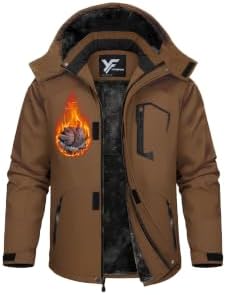 Yufawow Men Winter Jacket Skiing Jacket Insulated Fleece Lined Waterproof Windbreaker for Snowboard Hiking Camping ATV Outdoor Work