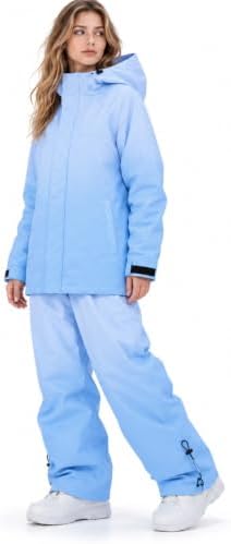 Women's Ski Jacket and Pants Set, Baggy Insulated Snow Suit,Gradient Design