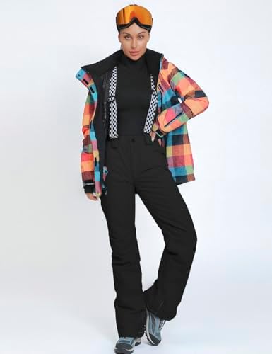 HOTIAN Women's 2 Piece Ski Jackets and Pants Set Skisuit Colorful Waterproof Windproof Insulated Snowsuit Snowboarding Coat