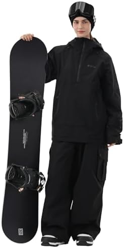 Womens Snowboard Jacket 3L Baggy Anorak Ski Pullover Hoodie
