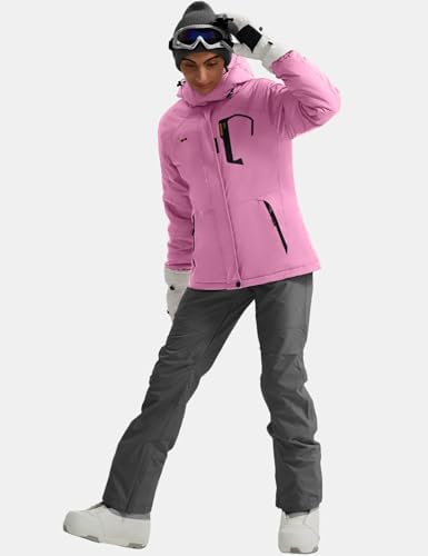 GEMYSE Women's Waterproof Ski Jacket Warm Winter Coat with Detachable Hood