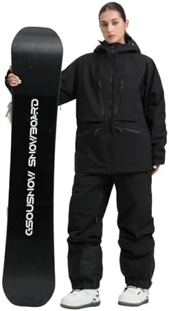 GSOU SNOW Snowboard Jacket Mens Womens Ski Jacket Baggy Snow Hoodie Coat