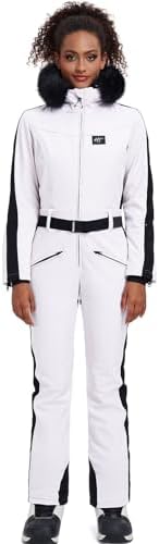 Women's Ski Suit One Piece Snowsuits Snowboard Ski Outfit Faux Fur Collar Slim Jumpsuit Jacket Insulated Windproof