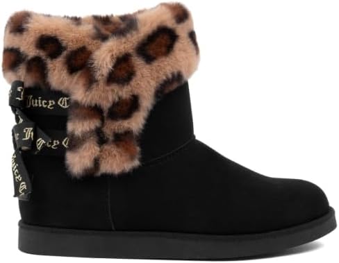 Juicy Couture Women's Slip On Winter Snow Boots Warm & Insulated Fur Lining Comfortable Fashion Booties