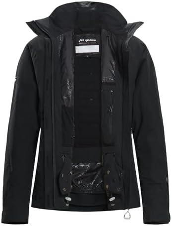Women's Pro Ski Jacket, Waterproof 15K Snowboard Jacket, Insulated Winter Coat with Helmet Hood & Armpit Vents