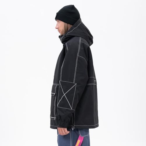 SNOWVERB Baggy Snowboard Hooded Jacket Ski Snow Cargo Coat for Mens Womens