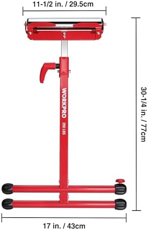 WORKPRO Folding Roller Stand Height Adjustable, Heavy Duty 250 LB Load Capacity, Outfeed Woodworking, 1PC