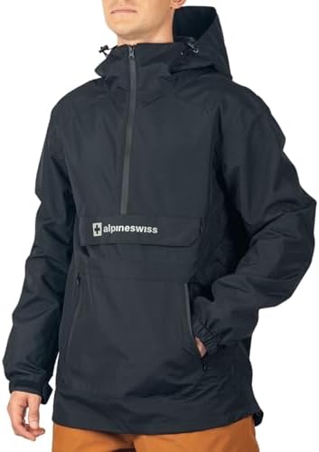Alpine Swiss Mens Snowboard Jacket 10K Waterproof Hooded Ski Shell Anorak Breathable Windproof Pullover Winter Sport Coat
