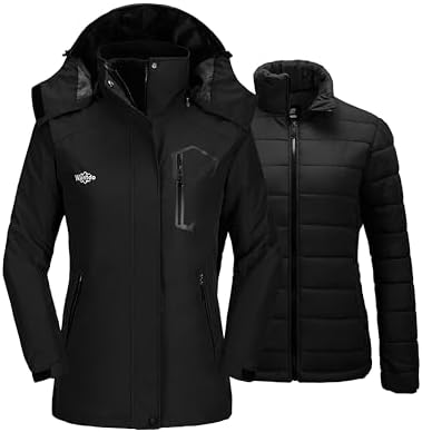 wantdo Women's 3 in 1 Ski Jacket Waterproof Winter Coat Snowboard Jackets