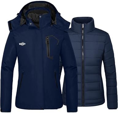 wantdo Women's 3 in 1 Ski Jacket Waterproof Winter Coat Snowboard Jackets